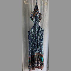 Free People M multi-color boho halter top flowy jumpsuit